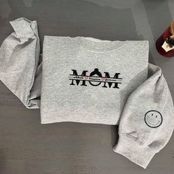 custom embroidered mom with kids name sweatshirt, hoodie