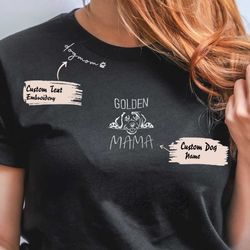 custom golden retriever dog mama embroidered collar shirt, personalized shirt with dog name