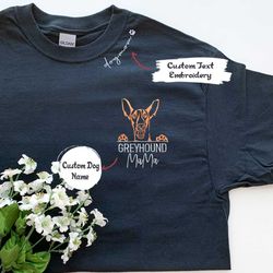 custom italian greyhound dog mama shirt embroidered collar, personalized shirt with dog name