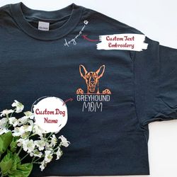 custom italian greyhound dog mom shirt embroidered collar, personalized shirt with dog name