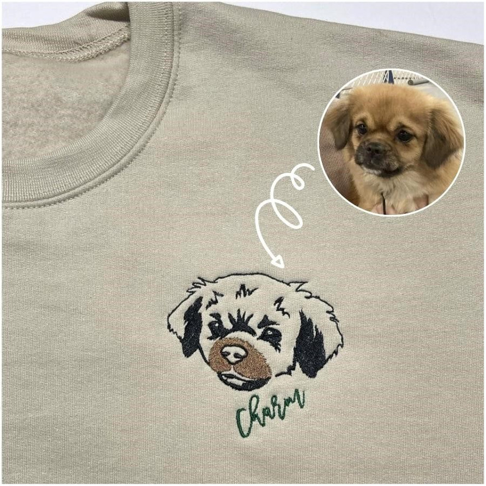 Custom Pet Portrait Embroidered Sweatshirt, Hoodie Gift for Dog Pet Lover.jpg