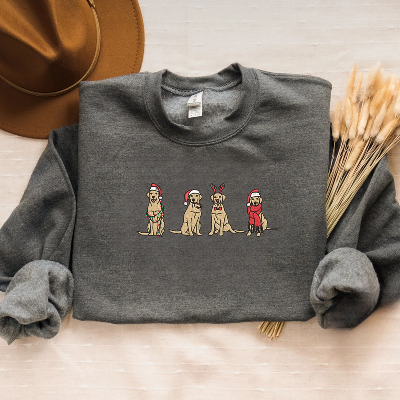 Embroidered Dog Christmas Sweatshirt, Cute Dog Santa Crewneck or Hoodie.jpg