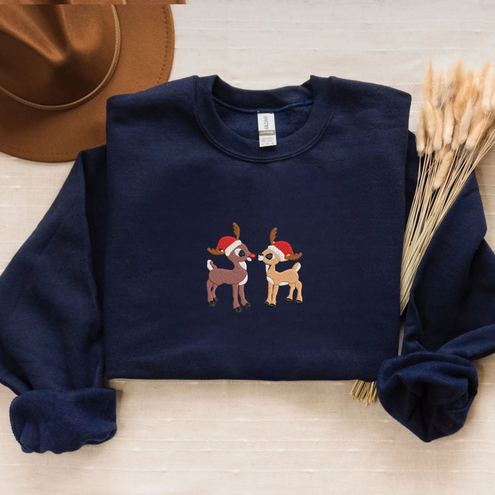 Embroidered Rudolph and Clarice Sweatshirt, Classic Christmas TV Movie Crewneck or Hoodie.jpg