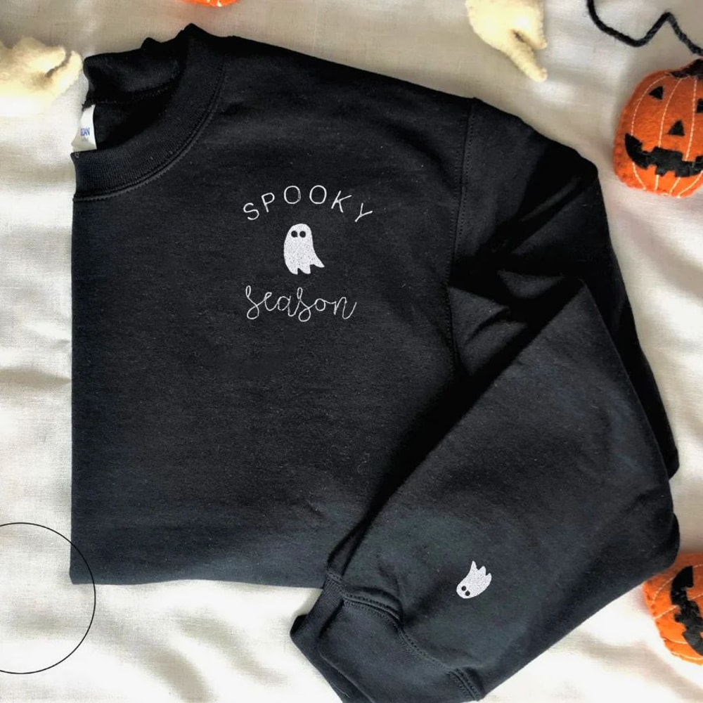 Halloween Sweater Fall Crewneck, Spooky Season Sweatshirt, Hoodie Embroidered.jpg