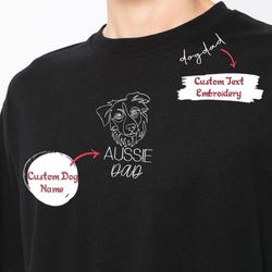 personalized australian shepherd dog dad shirt embroidered collar, custom shirt with dog name