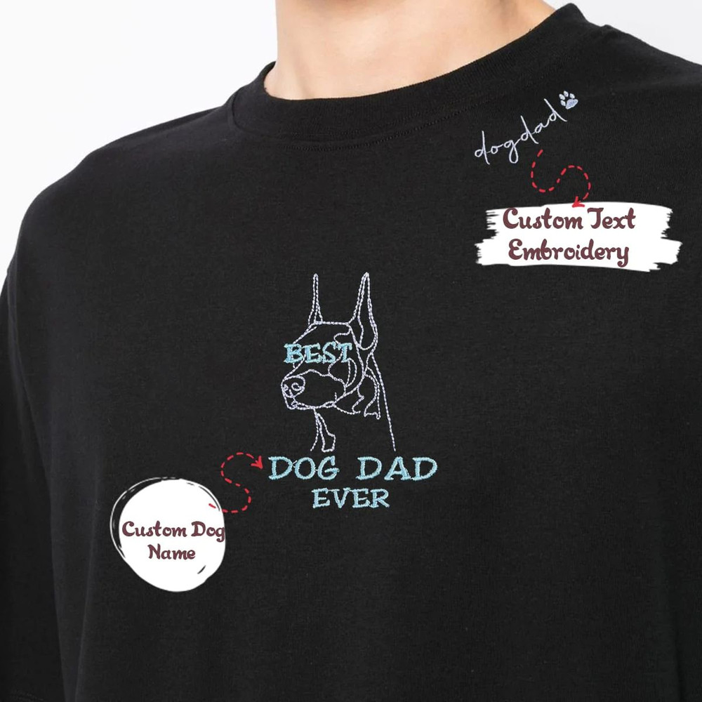 Personalized Best Doberman Dog Dad Ever Embroidered Colar Shirt, Custom Shirt with Dog Name, Best Gifts For Doberman Lovers.jpg