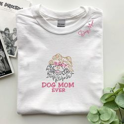 personalized best pomeranian dog mom ever embroidered collar shirt, custom shirt with dog name