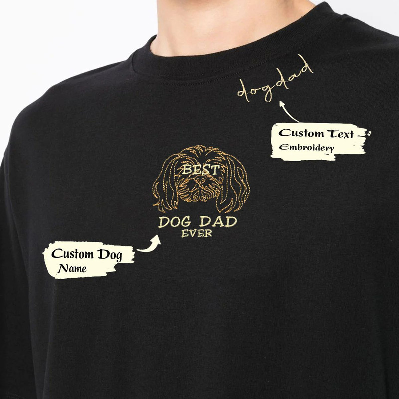 Personalized Best Shih Tzu Dog Dad Ever Embroidered Collar Shirt, Custom Shirt with Dog Name, Best Gifts For Shih Tzu Lovers.jpg