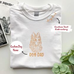 personalized german shepherd dog dad embroidered collar shirt, custom shirt with dog name