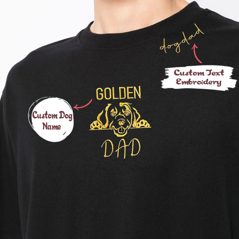 Personalized Golden Retriever Dog Dad Embroidered Collar Shirt, Custom Shirt with Dog Name, Gifts for Golden Retriever Lovers.jpg