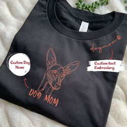 personalized italian greyhound dog mom shirt embroidered collar, custom shirt with dog name