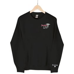 personalized nurse rn, cna ,bsn, rrt pullover sweatshirt, personalized gift for nurse student quarter zip embroidered