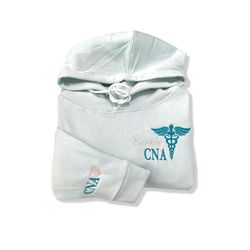 personalized nurse sweatshirt, gift for nurse rn, cna ,bsn, rrt - embroidered nurse crewneck