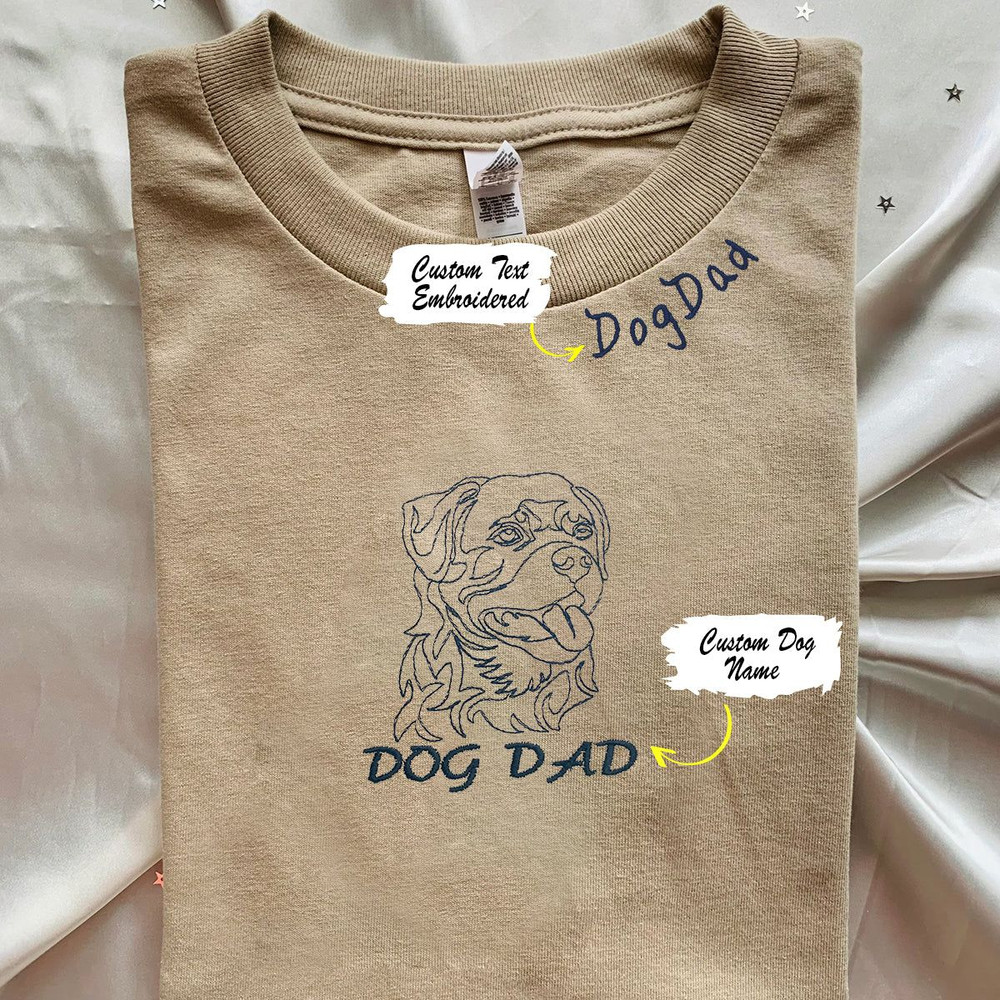 Personalized Rottweiler Dog Dad Shirt with Dog Name & Embroidered Collar, Unique Gifts For Rottweiler Lovers.jpg