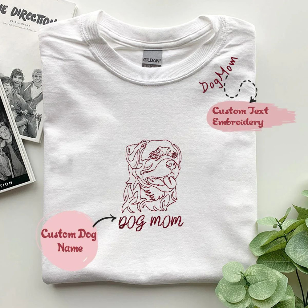 Personalized Rottweiler Dog Mom Shirt with Dog Name & Embroidered Collar, Unique Gifts For Rottweiler Lovers.jpg
