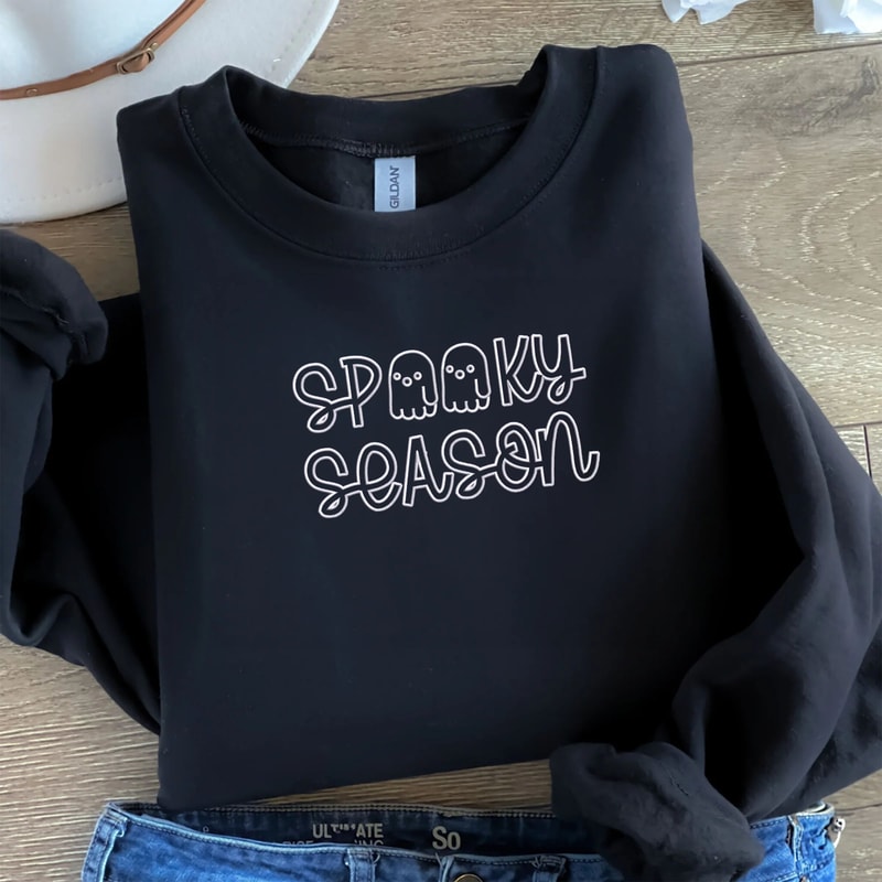 Spooky Season Crewneck Embroidered Halloween Sweatshirt, Hoodie.jpg