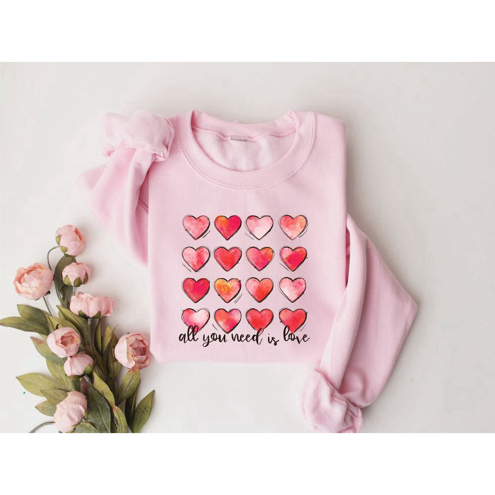 Cute Hearts Sweatshirt, Womens Valentines Sweatshirt, Retro Sweatshirt For Women.jpg