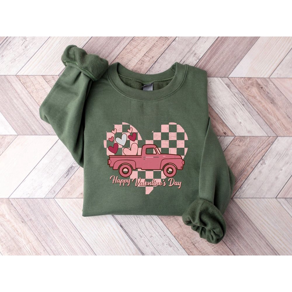 Happy Valentines Day Sweatshirt, Truck Valentine Sweater, Gift For Women.jpg