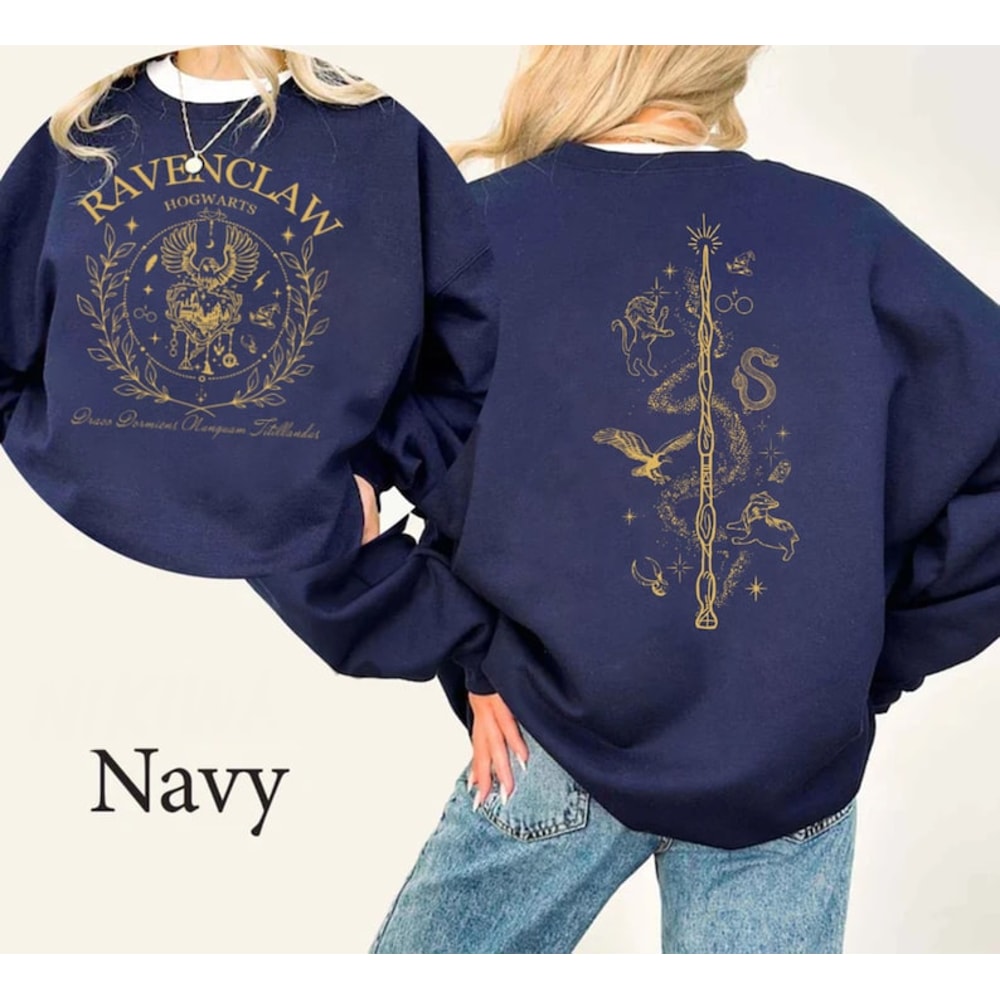 Retro Hogwarts House Double-side Sweatshirts, Ravenclaw Hogwarts Wizarding House Shirt.jpg