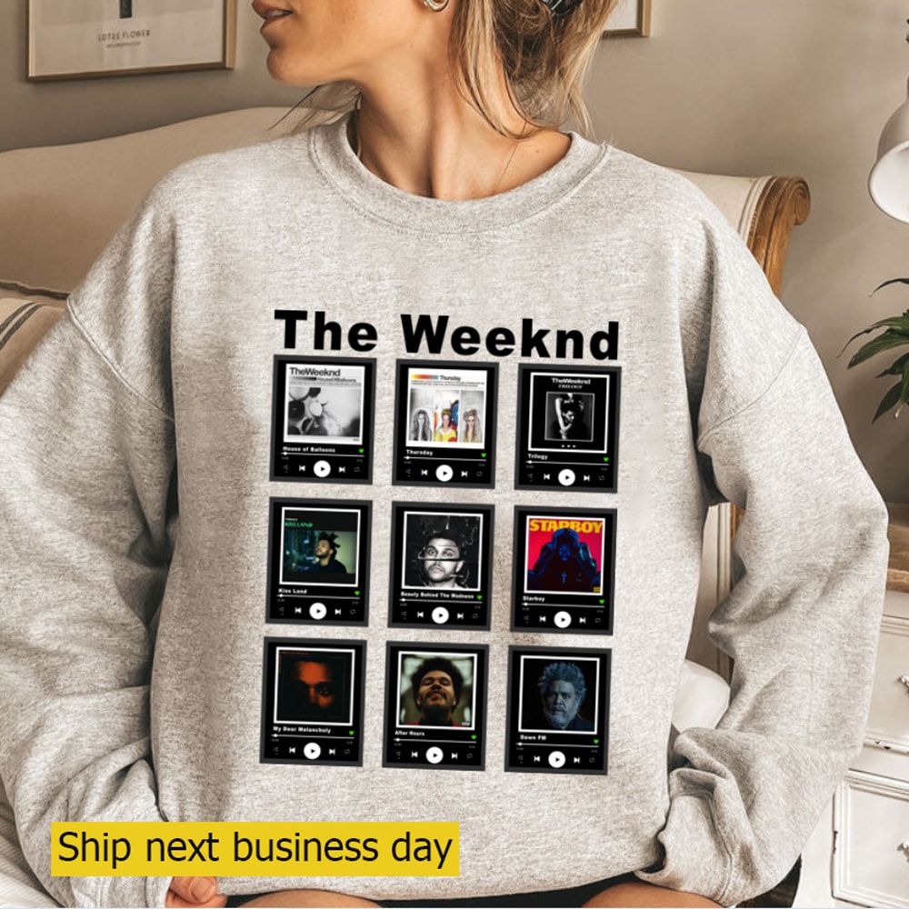 The Weeknd Albums Collection Spotify Shirt, Vintage The Weeknd Songs Shirt.png