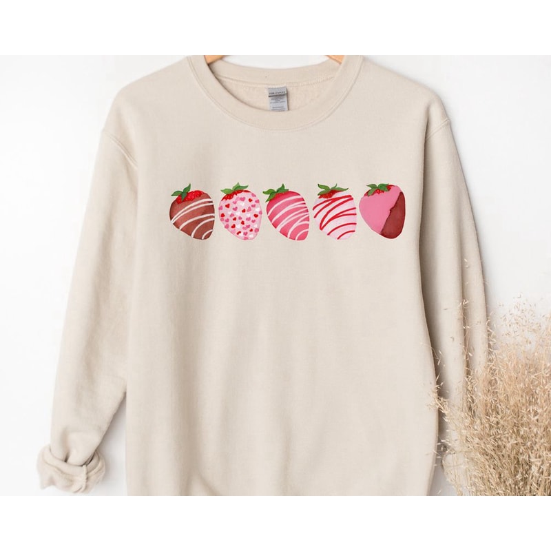 Valentines Day Sweatshirt, Chocolate Covered Strawberries Sweatshirt For Women.jpg