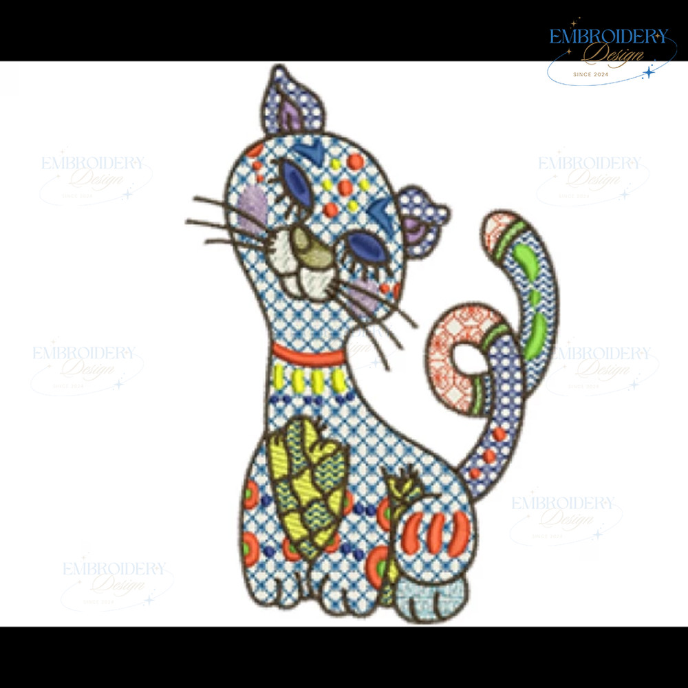 Cat embroidery design, Embroidery design, Sale design, Embroidered shirt, Animal Embroidered, digital download.jpg