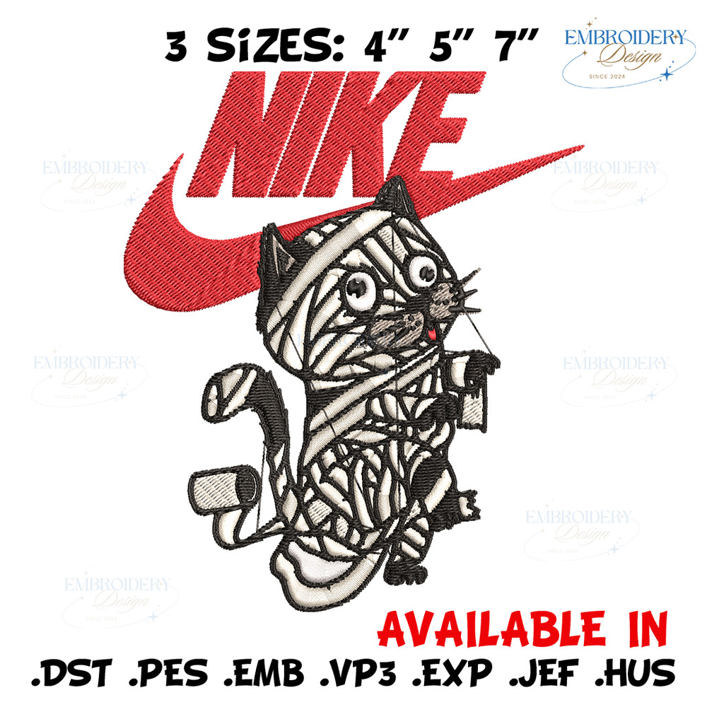 Cat Mummy Nike Embroidery design, Cat Mummy Nike Embroidery, Nike design, Embroidery file, Instant download..jpg