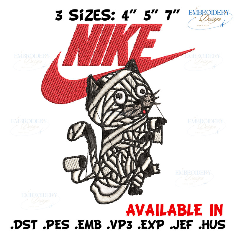 Cat Mummy Nike Embroidery design, Cat Mummy Nike Embroidery, Nike design, Embroidery file, Instant download..jpg