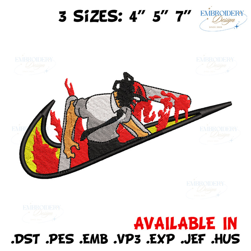 Chainsaw man Nike embroidery design, Chainsaw man embroidery, Nike design, anime design, anime shirt, Digital download.jpg