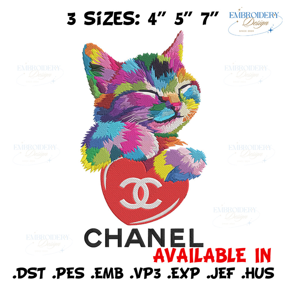 Chanel color cat Embroidery Design, Chanel Embroidery, Embroidery File, Anime Embroidery, Anime shirt, Digital download.jpg