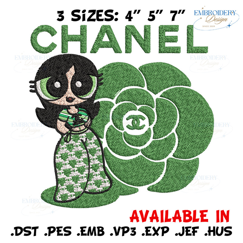 Chanel green girl Embroidery Design, Chanel Embroidery, Brand Embroidery, Embroidery File, Logo shirt, Digital download.jpg