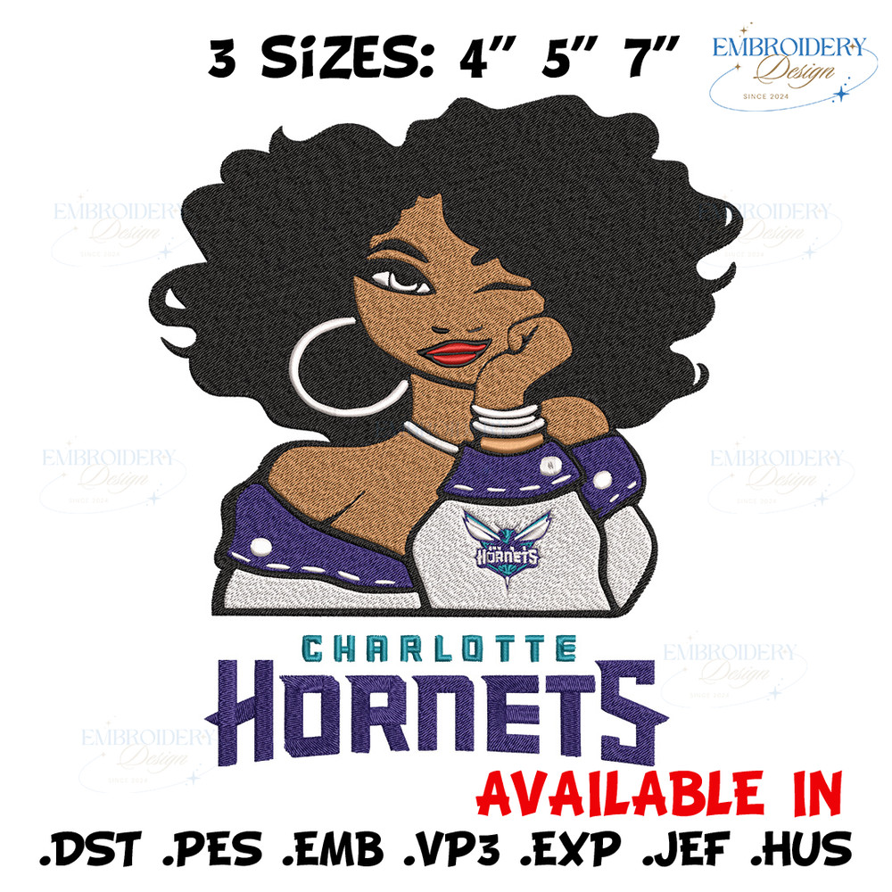 Charlotte Hornets girl embroidery design, NBA embroidery, Sport embroidery, Embroidery design, Logo sport embroidery..jpg