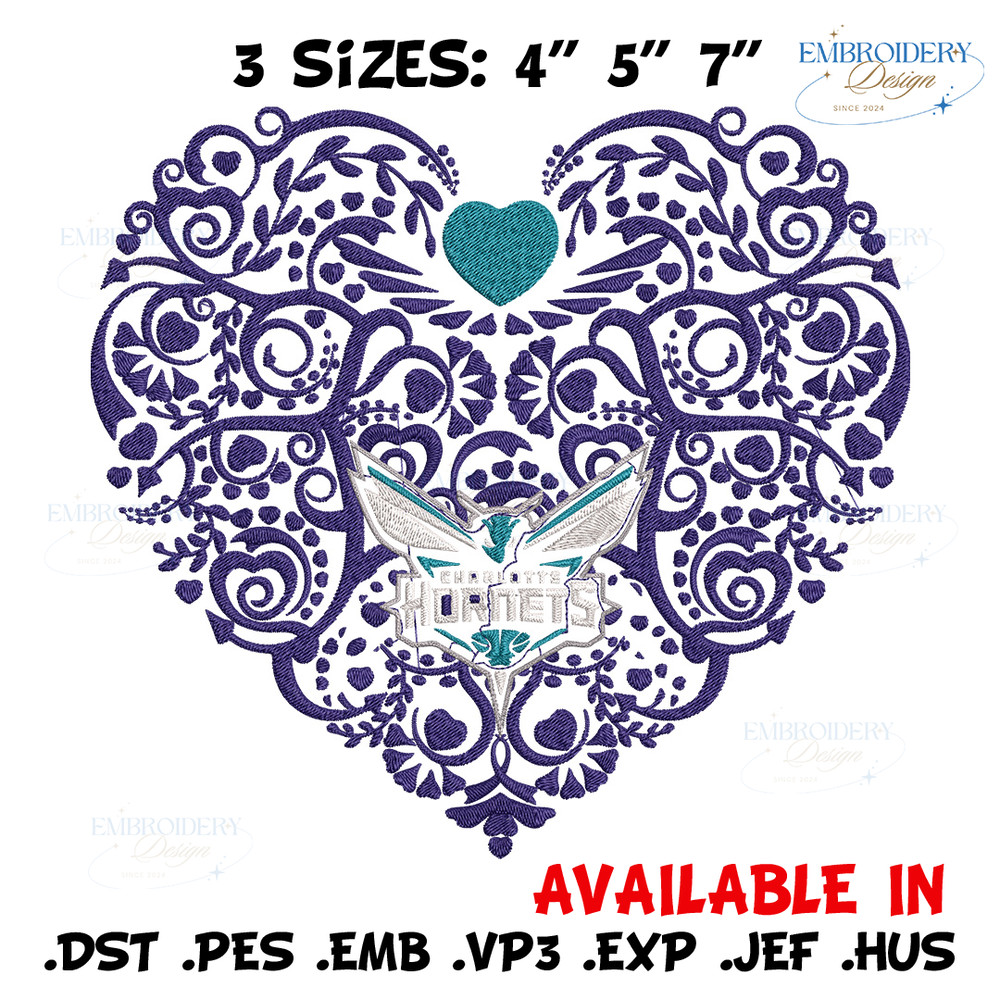 Charlotte Hornets heart embroidery design, NBA embroidery, Sport embroidery, Embroidery design, Logo sport embroidery..jpg