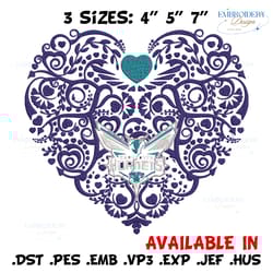 charlotte hornets heart embroidery design, nba embroidery, sport embroidery, embroidery design, logo sport embroidery.