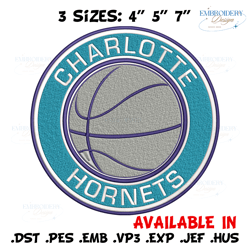 charlotte hornets logo embroidery design, nba embroidery, sport embroidery, embroidery design, logo sport embroidery.