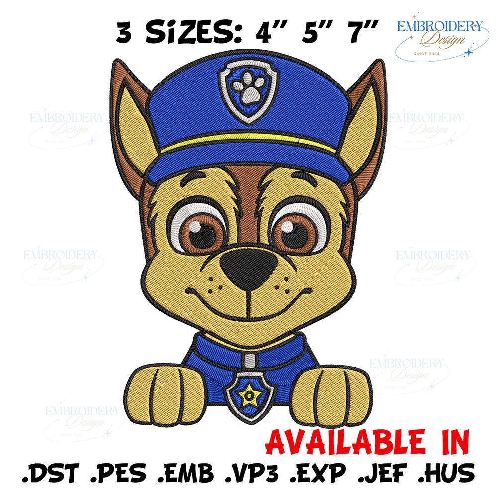 Chase Embroidery Design, Paw Patrol Embroidery, Embroidery File, Anime Embroidery, Anime shirt, Digital download.jpg