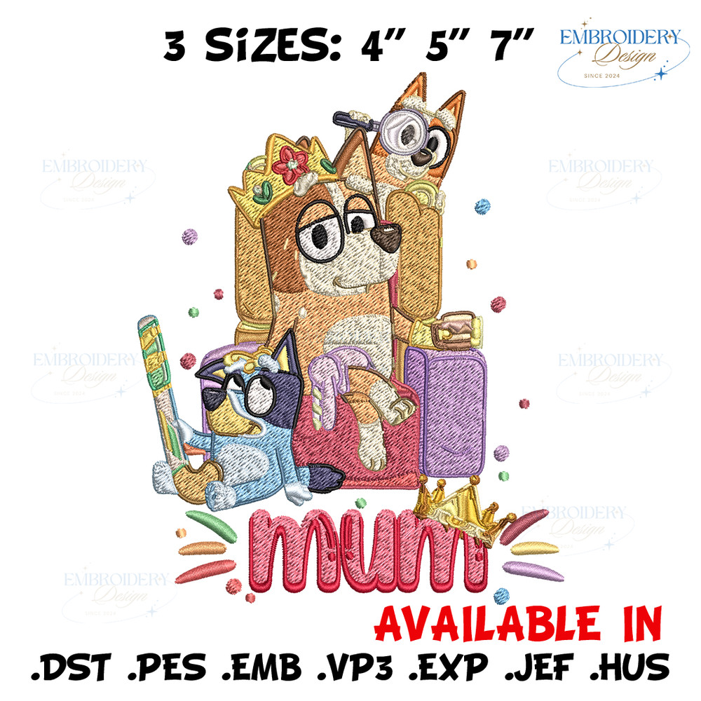 Chilli Heeler Embroidery, Bluey Mum cartoon Embroidery, Embroidery File, cartoon design, cartoon shirt, Digital download.jpg