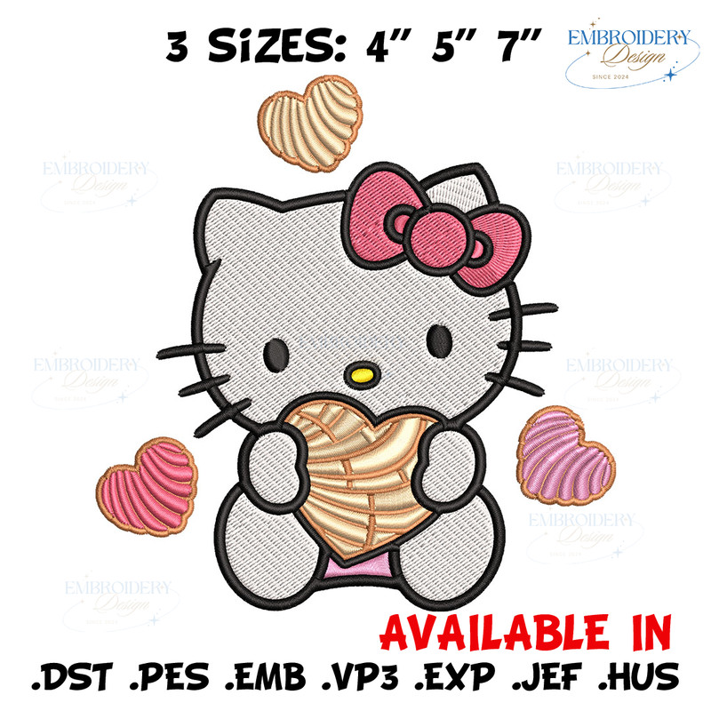 Concha Hello Kitty Embroidery Design, Hello Kitty cartoon Embroidery, Embroidery File, Cartoon shirt, Digital download..jpg