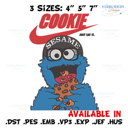 cookie monster x nike embroidery design, cookie monster embroidery, embroidery file, nike embroidery, digital download