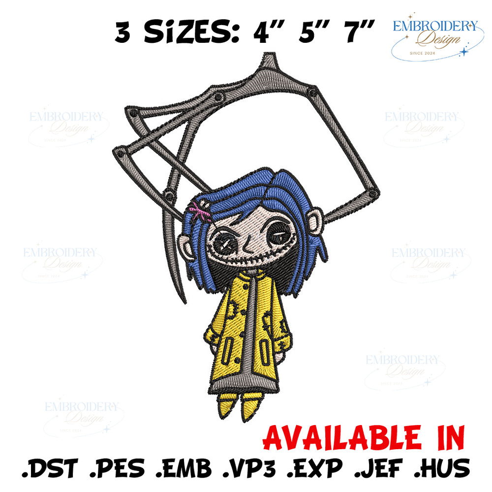 Coraline Horror Embroidery Design, Coraline Horror Embroidery, Embroidery File, Cartoon shirt, Digital download..jpg