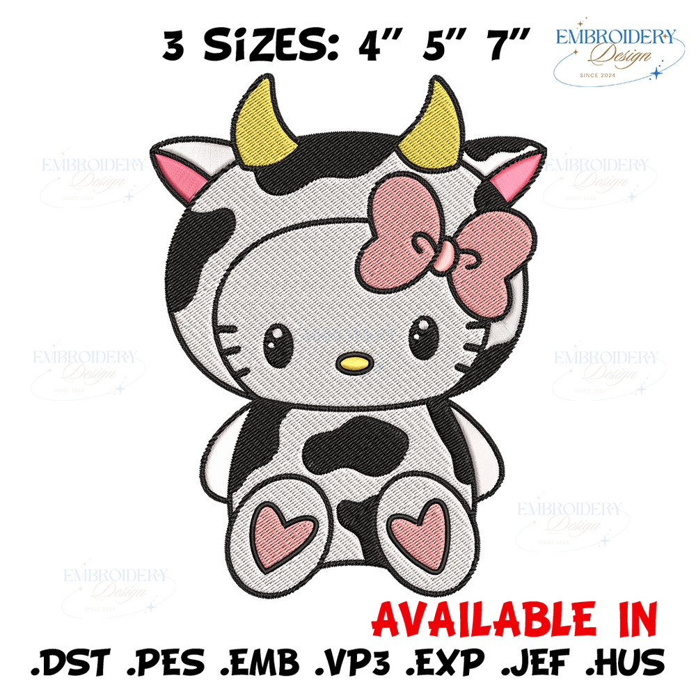 Cow Hello Kitty Embroidery Design, Hello Kitty Embroidery, Embroidery File, Cartoon shirt, Digital download..jpg