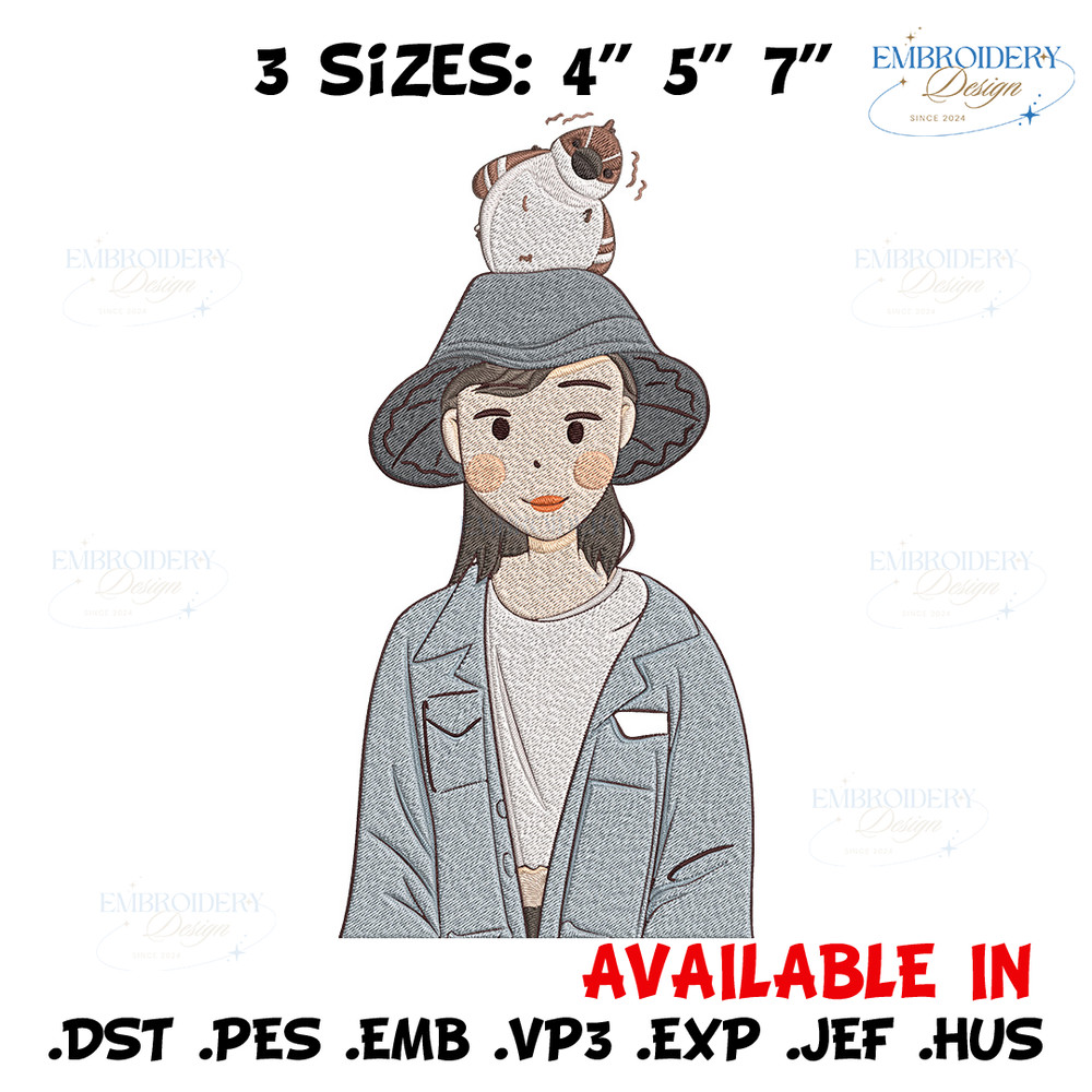 Cute girl Embroidery Design, Cartoon Embroidery, Embroidery File, Anime Embroidery, Anime shirt, Digital download.jpg