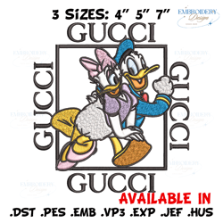 daisy and donald duck gucci embroidery design, disney embroidery, cartoon design, embroidery file, digital download.