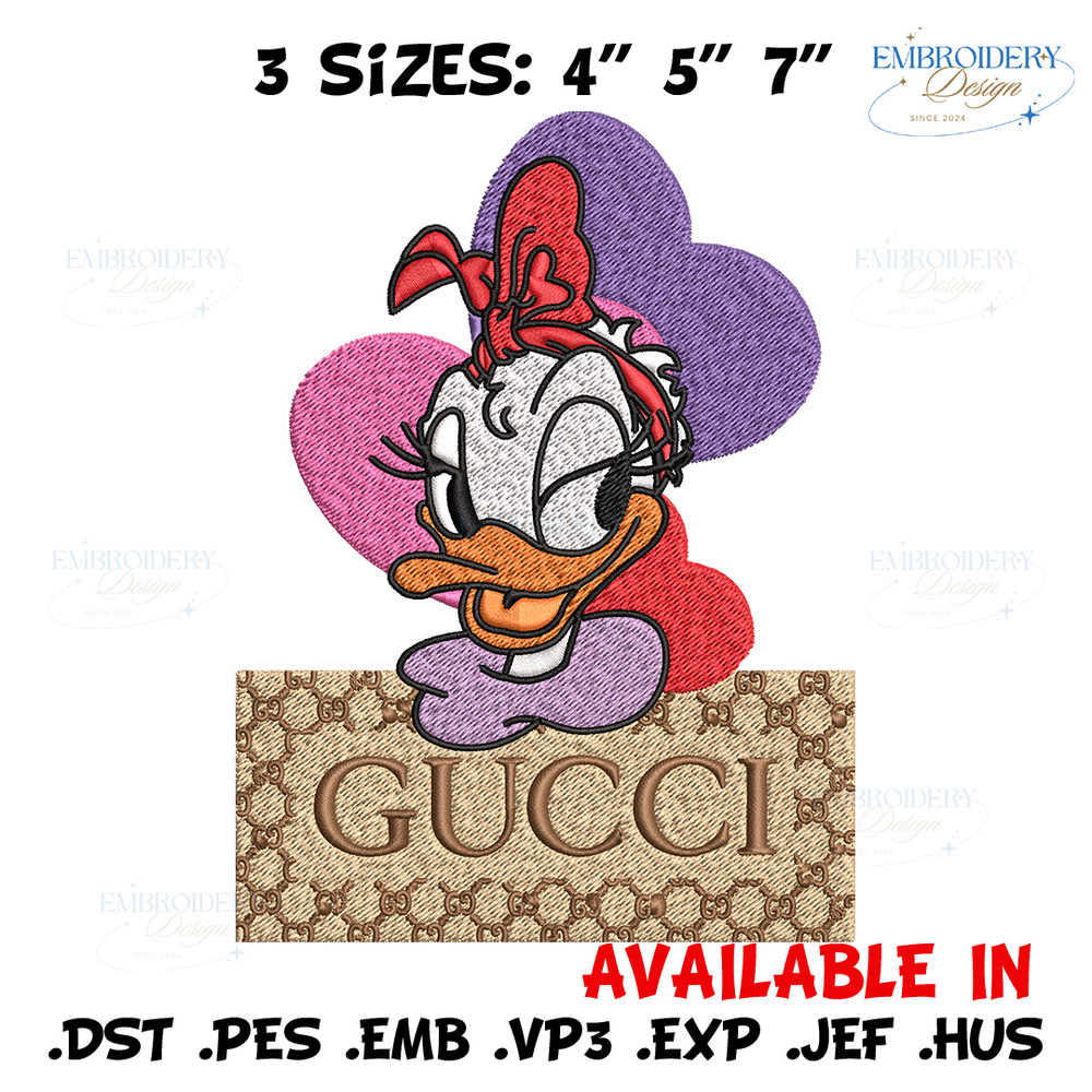 Daisy Donald Duck Gucci Embroidery design, Disney cartoon Embroidery, cartoon design, Embroidery File, Digital download.jpg