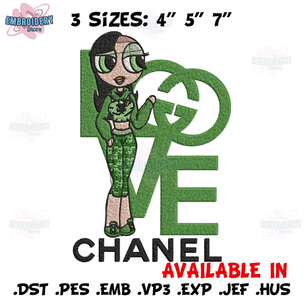 Chanel green girl Embroidery Design, Chanel Embroidery, Embroidery File, Brand Embroidery, Logo shirt, Digital download.jpg