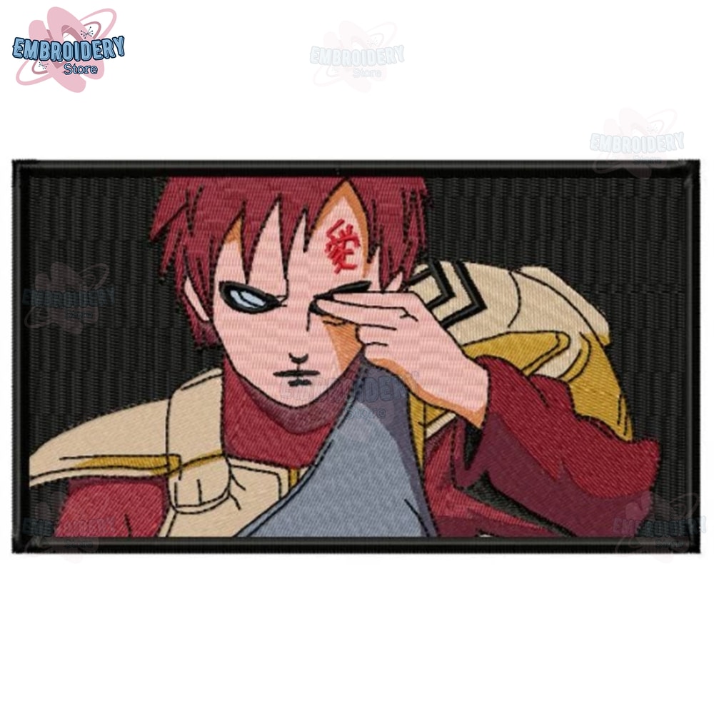 Gaara rectangle embroidery design, Embroidered shirt, Anime shirt, Anime design, Anime Embroidery, digital download.jpg