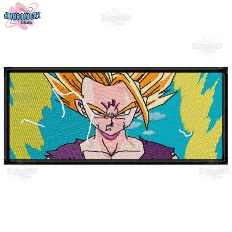 Gohan rectangle embroidery design, Embroidered shirt, Anime shirt, Anime design, Anime Embroidery, digital download.jpg