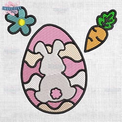 bunny egg carrot flower embroidery design