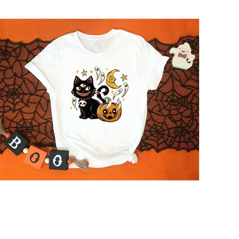 Halloween Cat Shirt, Halloween Costume, Spooky Season Shirt, Halloween Pumpkin Shirt, Halloween Boo Shirt, Gift For Hall.jpg