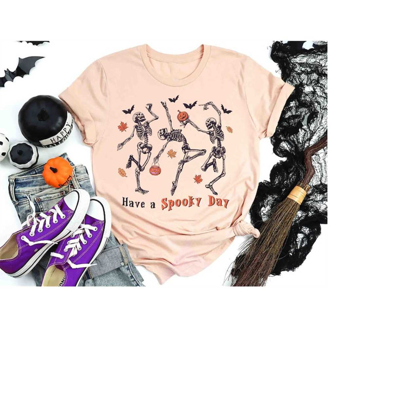 Halloween Dancing Skeletons Shirt, Have A Spooky Day Shirt, Halloween Skull Shirt, Halloween Party Shirt, Spooky Season.jpg